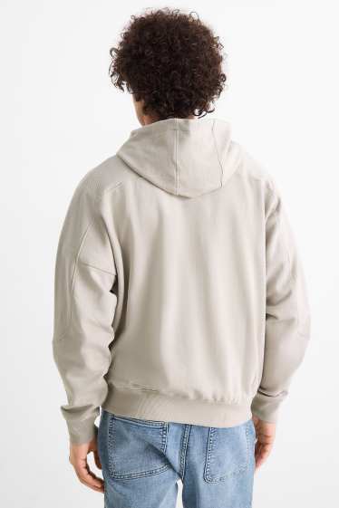 Uomo - Felpa con zip e cappuccio - beige