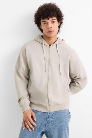 Uomo - Felpa con zip e cappuccio - beige