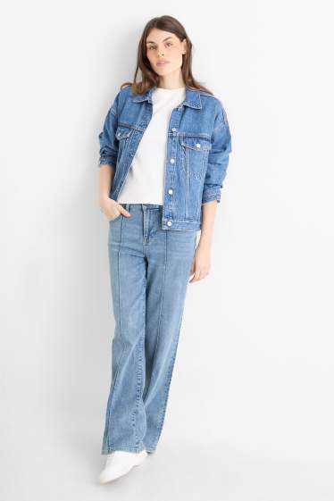 Femei - Wide leg jeans - talie medie - denim-albastru deschis