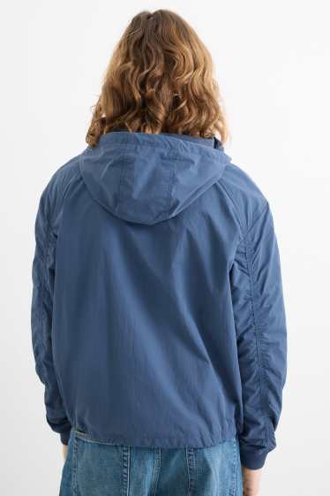 Uomo - Giacca con cappuccio - idrorepellente - blu