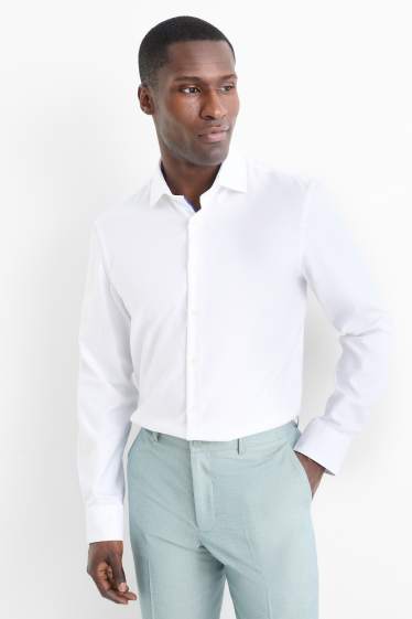Herren - Businesshemd - Regular Fit - Cutaway - bügelfrei - weiß