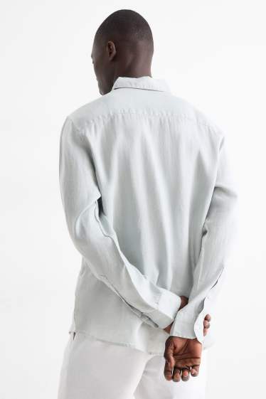 Men - Linen shirt - regular fit - kent collar - light gray