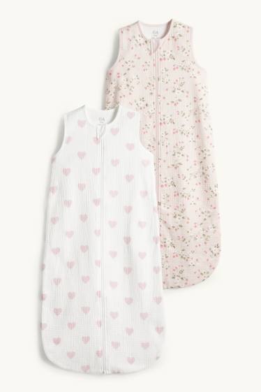 Nadó nena - Paquet de 2 - maduixes - sac de dormir per a nadó - 6-18 mesos - blanc/rosa