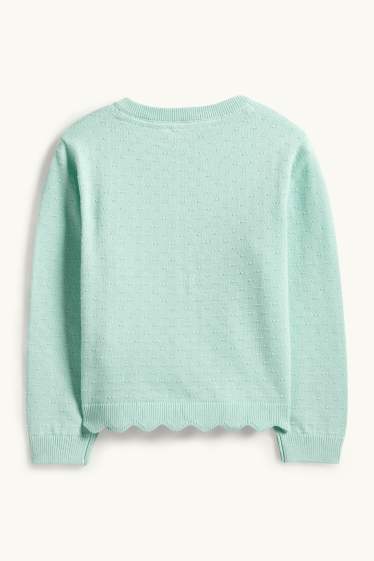 Enfants filles - Gilet en maille - finition texturée - vert menthe