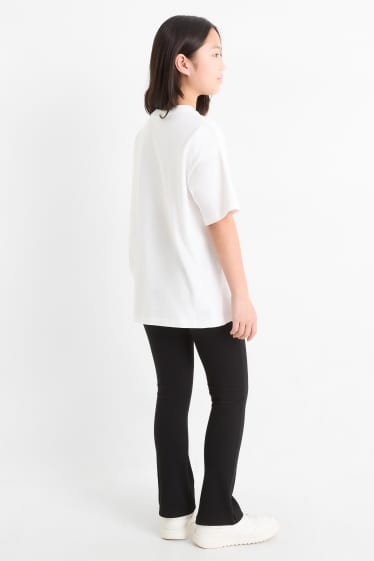 Kinderen: meisjes - CapyFun - set - T-shirt en flared legging - 2-delig - wit / zwart