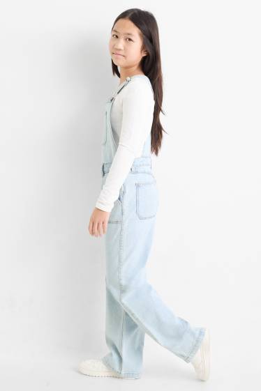Enfants filles - Salopette en jean - jean bleu clair