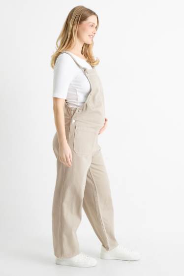 Damen - Umstands-Jeans-Latzhose - beige