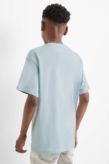 Bambini - Confezione da 3 - motivo skate e sneakers - t-shirt - marrone / blu