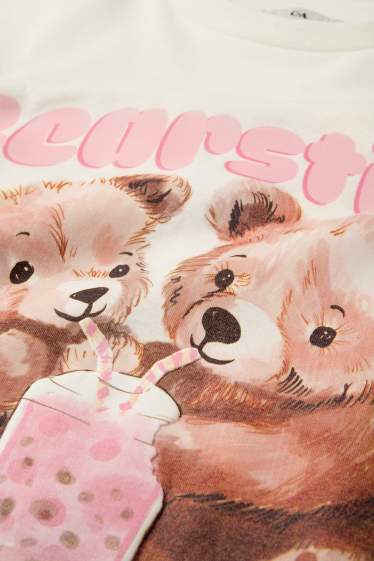 Kinder Mädchen - Teddybär - Kurzarmshirt - cremefarben