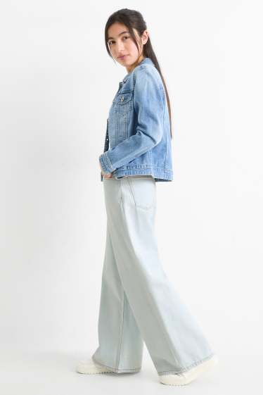 Copii - Fete - Wide leg jeans - albastru deschis