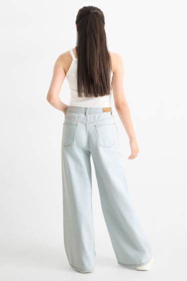 Copii - Fete - Wide leg jeans - albastru deschis
