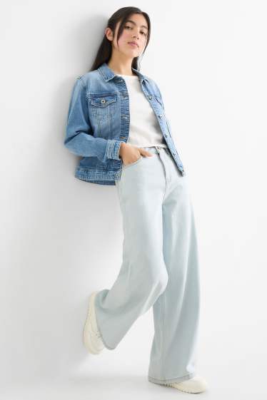 Copii - Fete - Wide leg jeans - albastru deschis