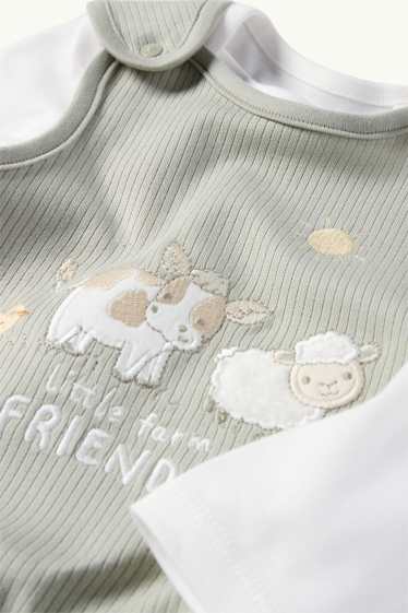 Nadó nen - Ovella, vaca i pollet - conjunt de pijama sencer - 2 peces - blanc/gris