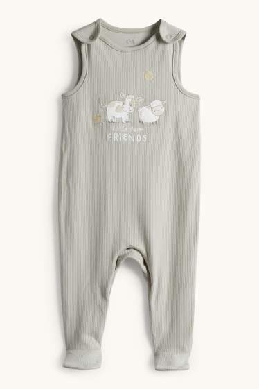 Nadó nen - Ovella, vaca i pollet - conjunt de pijama sencer - 2 peces - blanc/gris