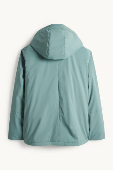Donna - Giacca con cappuccio - foderata - idrorepellente - turchese