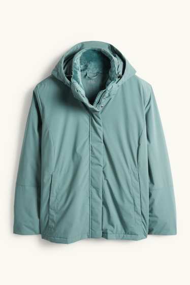 Donna - Giacca con cappuccio - foderata - idrorepellente - turchese