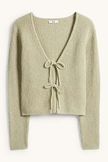 Dona - Càrdigan - acanalat - verd clar