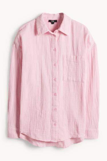 Femmes - Chemisier en gaze de coton - rose