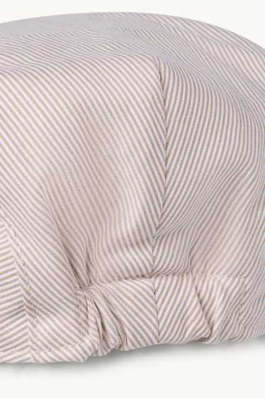 Baby: jongens - Flat cap voor baby's - gestreept - beige