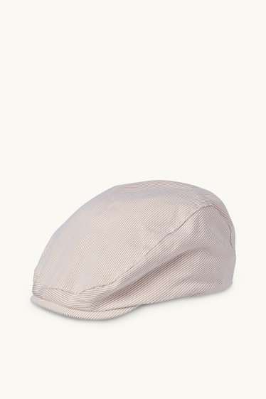 Baby: jongens - Flat cap voor baby's - gestreept - beige