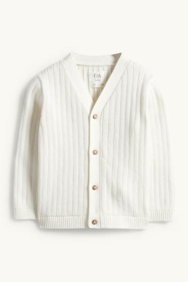 Unisex - Cardigan per neonati - a coste - bianco crema