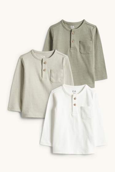 Nadó nen - Paquet de 3 - samarreta de màniga llarga per a nadó - acanalada - verd / blanc trencat