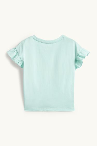 Bambine - Fiocco - t-shirt con nodo - effetto brillante - verde menta