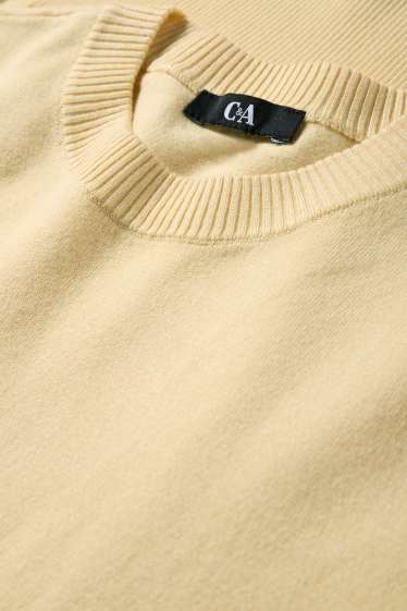 Dames - Gebreide trui - korte mouwen - geel