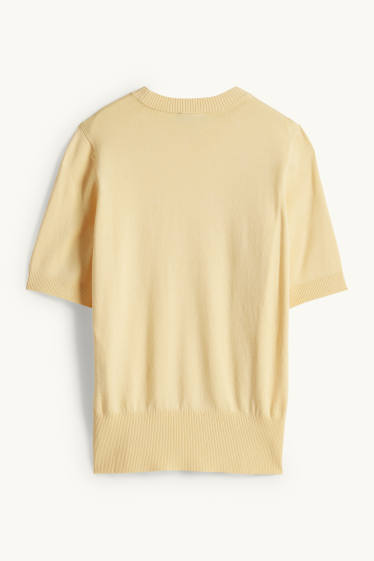Dames - Gebreide trui - korte mouwen - geel