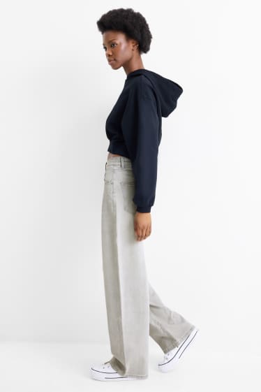 Femmes - Jean ballon - mid waist - jean gris clair