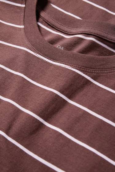 Donna - T-shirt - regular fit - a righe - marrone