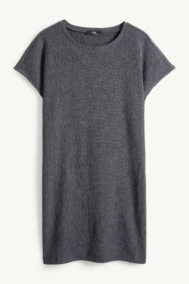 Femmes - T-shirt - slim fit - texturé - gris foncé
