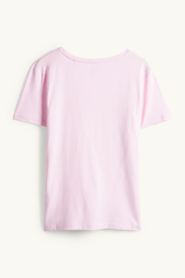 Femmes - T-shirt à col V - slim fit - rose