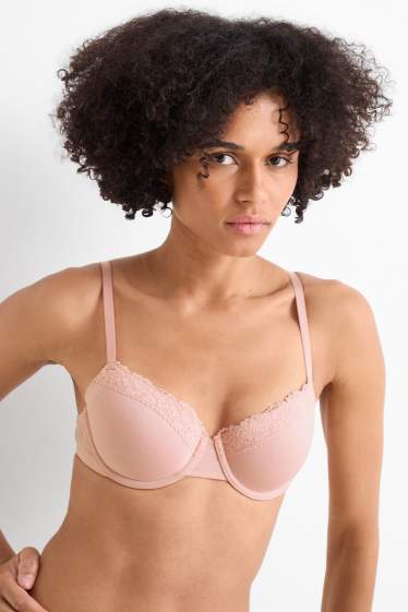 Dames - Set van 2 - BH met beugels - DEMI - voorgevormd - roze