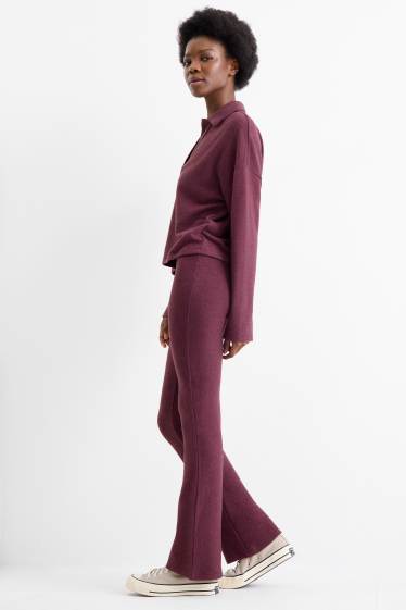 Dámské - Flared legíny - bordeaux