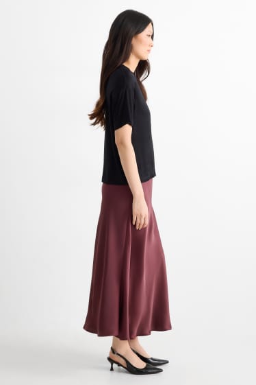 Women - Satin skirt - bordeaux