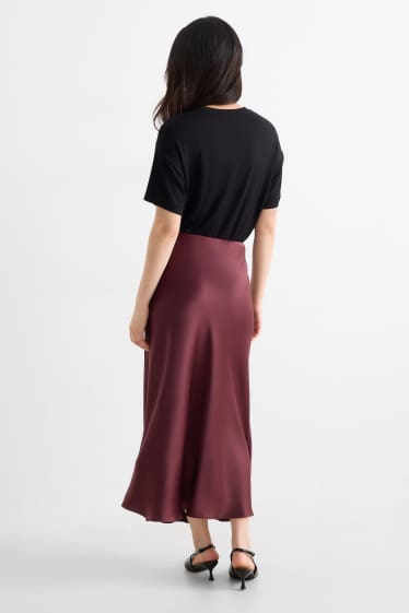 Women - Satin skirt - bordeaux
