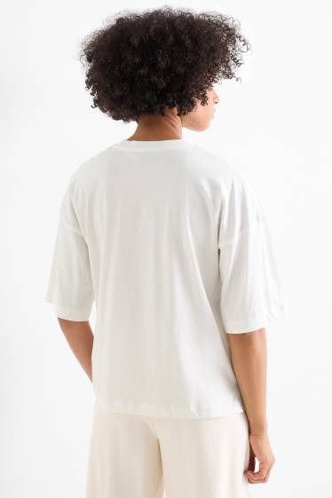 Donna - T-shirt - regular fit - effetto brillante - bianco