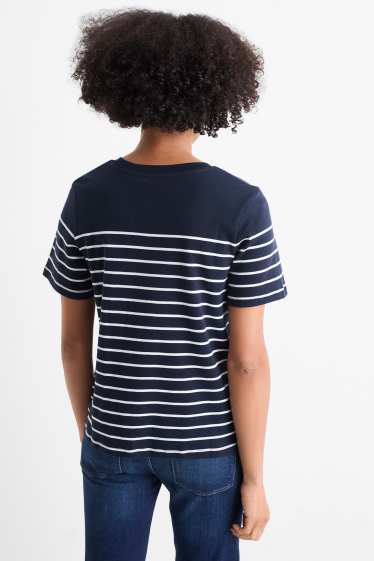 Femei - Tricou - regular fit - cu dungi - albastru închis / alb