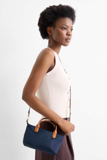 Donna - Shopper piccola con spallaccio removibile - blu scuro