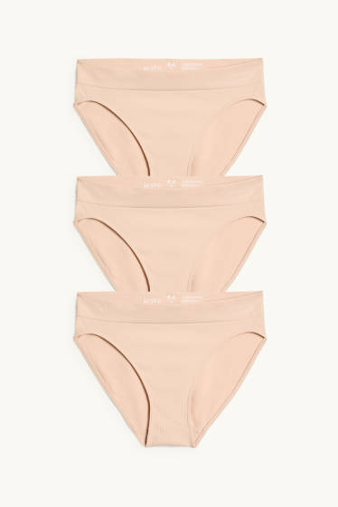 Dames - Set van 3 - slip - naadloos - beige