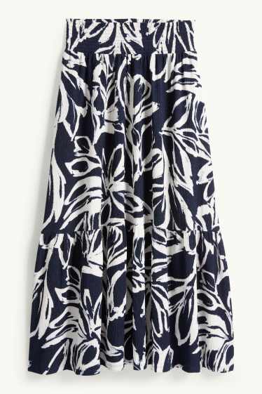 Femmes - Jupe - à fleurs - texturée - bleu / blanc