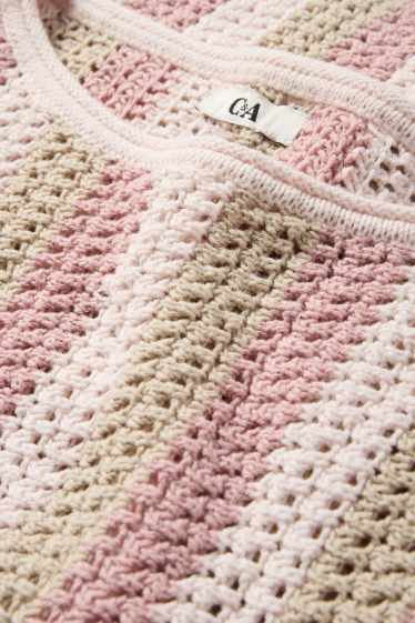Damen - Pullover - gestreift - rosa / beige