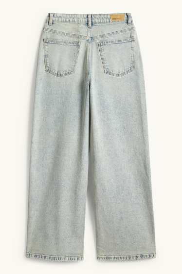 Děti - dívky - Hvězdy - wide leg jeans - džíny - světle modré