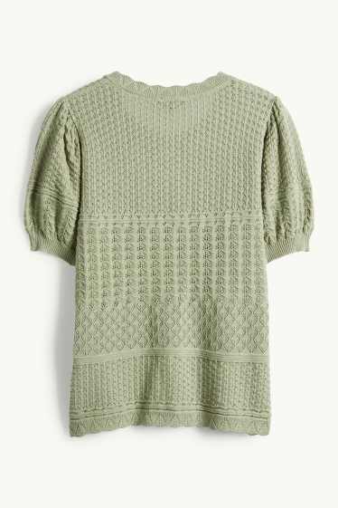 Femmes - Gilet de maille - texturé - vert