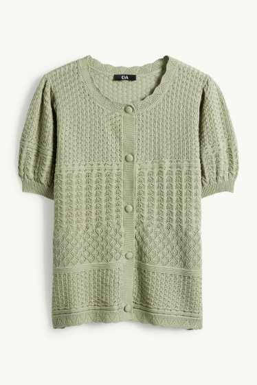 Femmes - Gilet de maille - texturé - vert