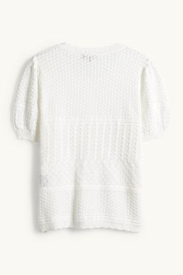 Femmes - Gilet de maille - texturé - blanc