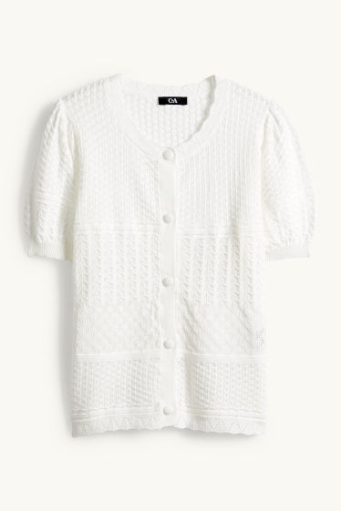 Femmes - Gilet de maille - texturé - blanc