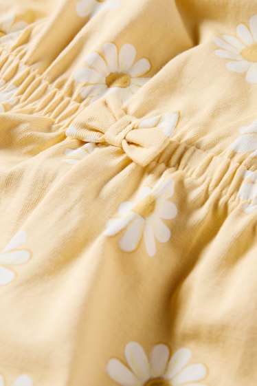 Baby: meisjes - Bloemetje - baby-jumpsuit - lichtgeel