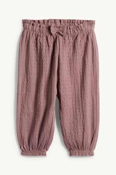 Niemowlęta dziewczynki - Niemowlęce spodnie dresowe - z fakturą - brązowy